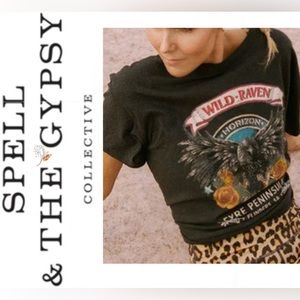 ⋘⋘ △Spell WILD RAVEN SZ SMALL BIKER Tee NWTs △ ⋙⋙